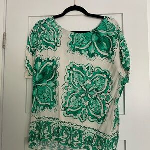 Green and White Women's Top